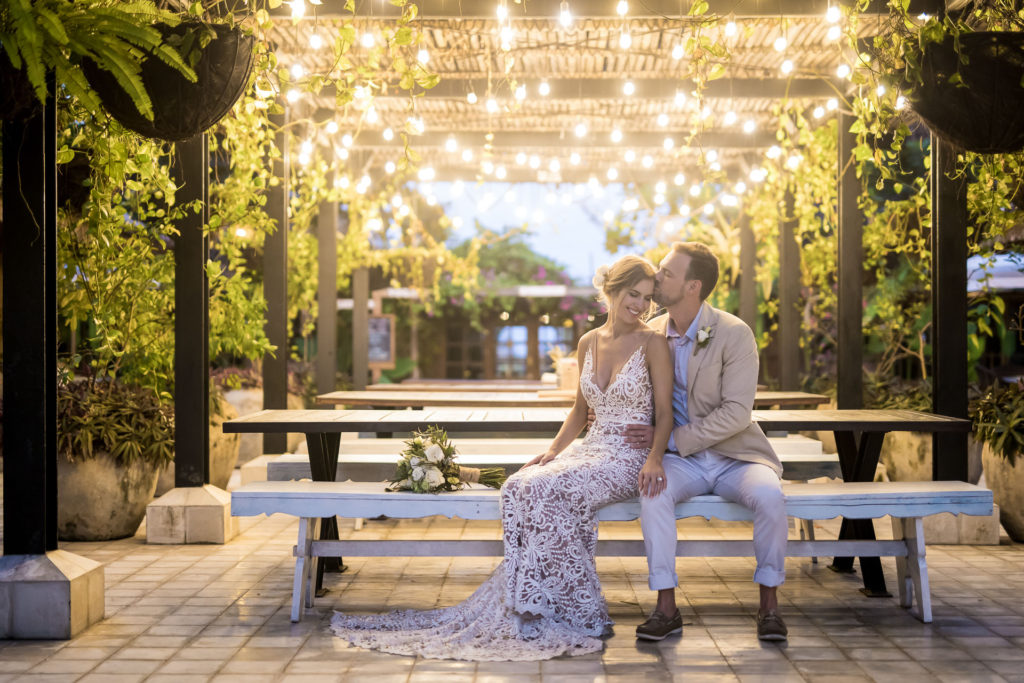 Wedding photo session after sunset, just before the reception started.