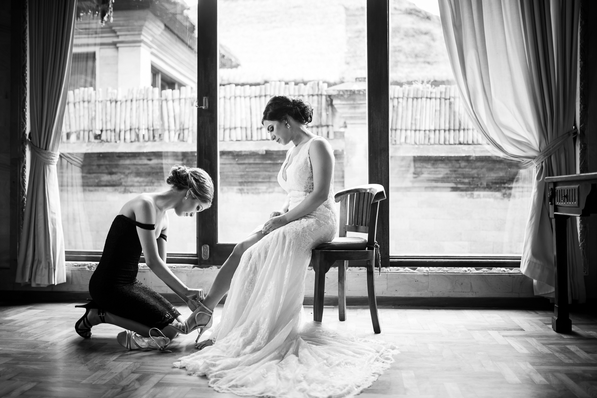 Wedding at Royal Pitamaha, Ubud, Bali - bride and bridesmaid