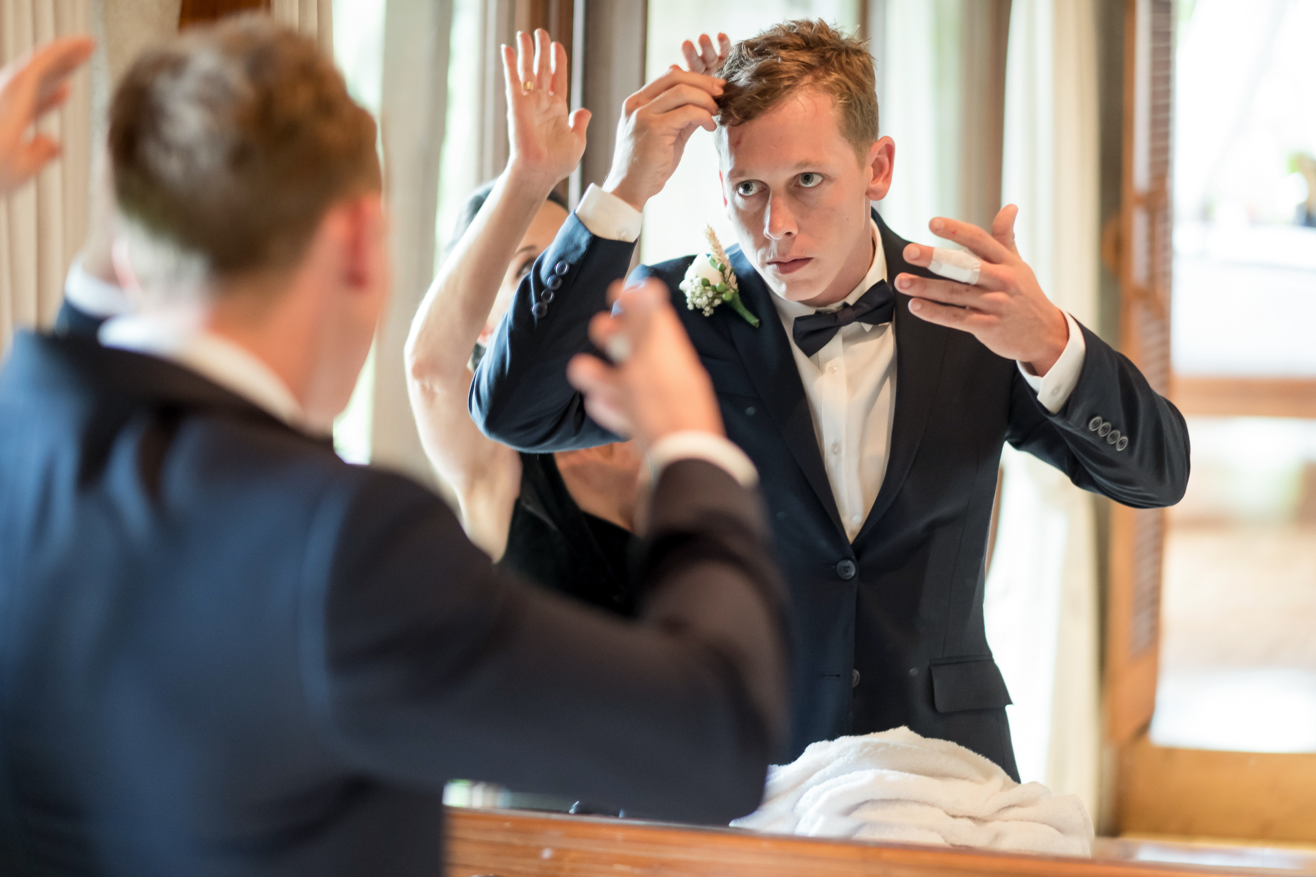 Wedding at Royal Pitamaha, Ubud, Bali - groom getting ready