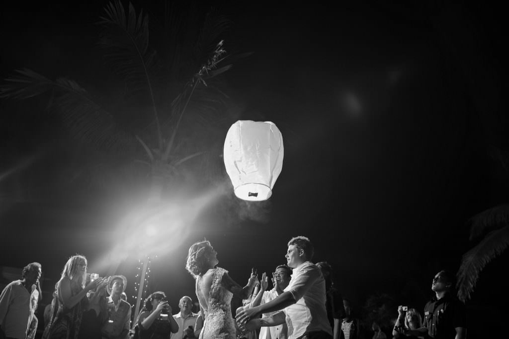 Wedding at The Patra Bali.  Lantern release