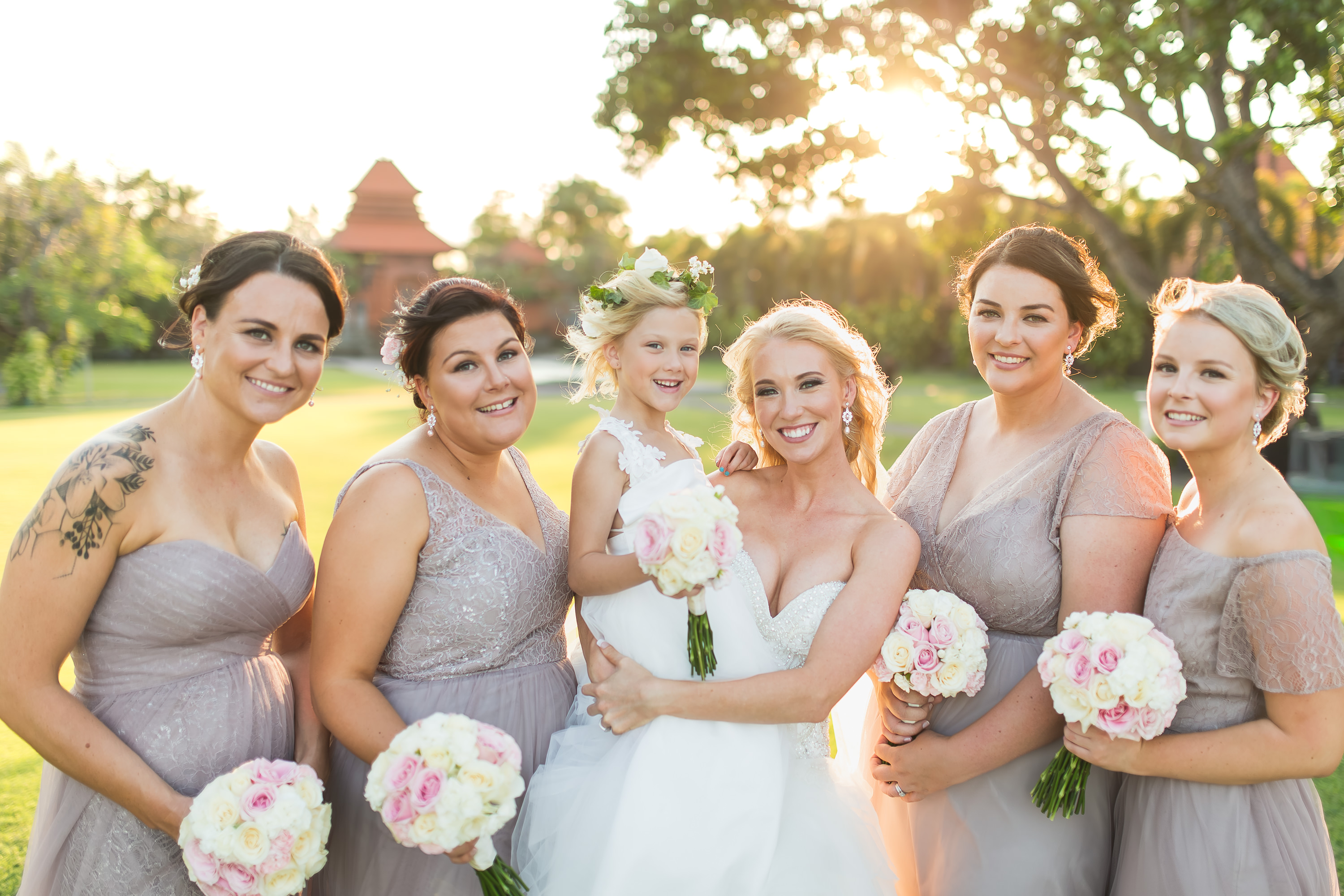 Taman Bhagawan Wedding - Bridal party at golden hour