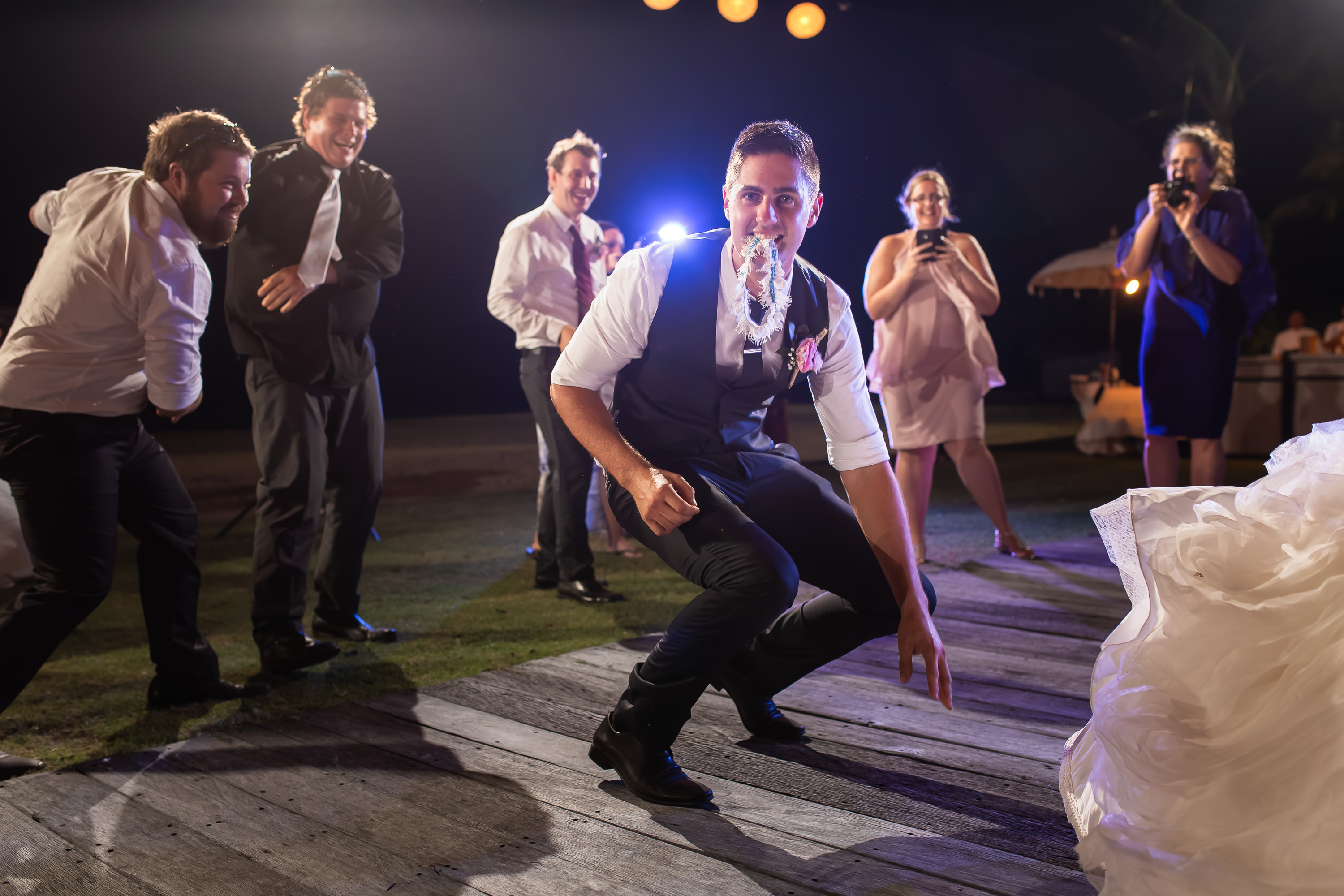 Taman Bhagawan Wedding - Groom dancing at the reception