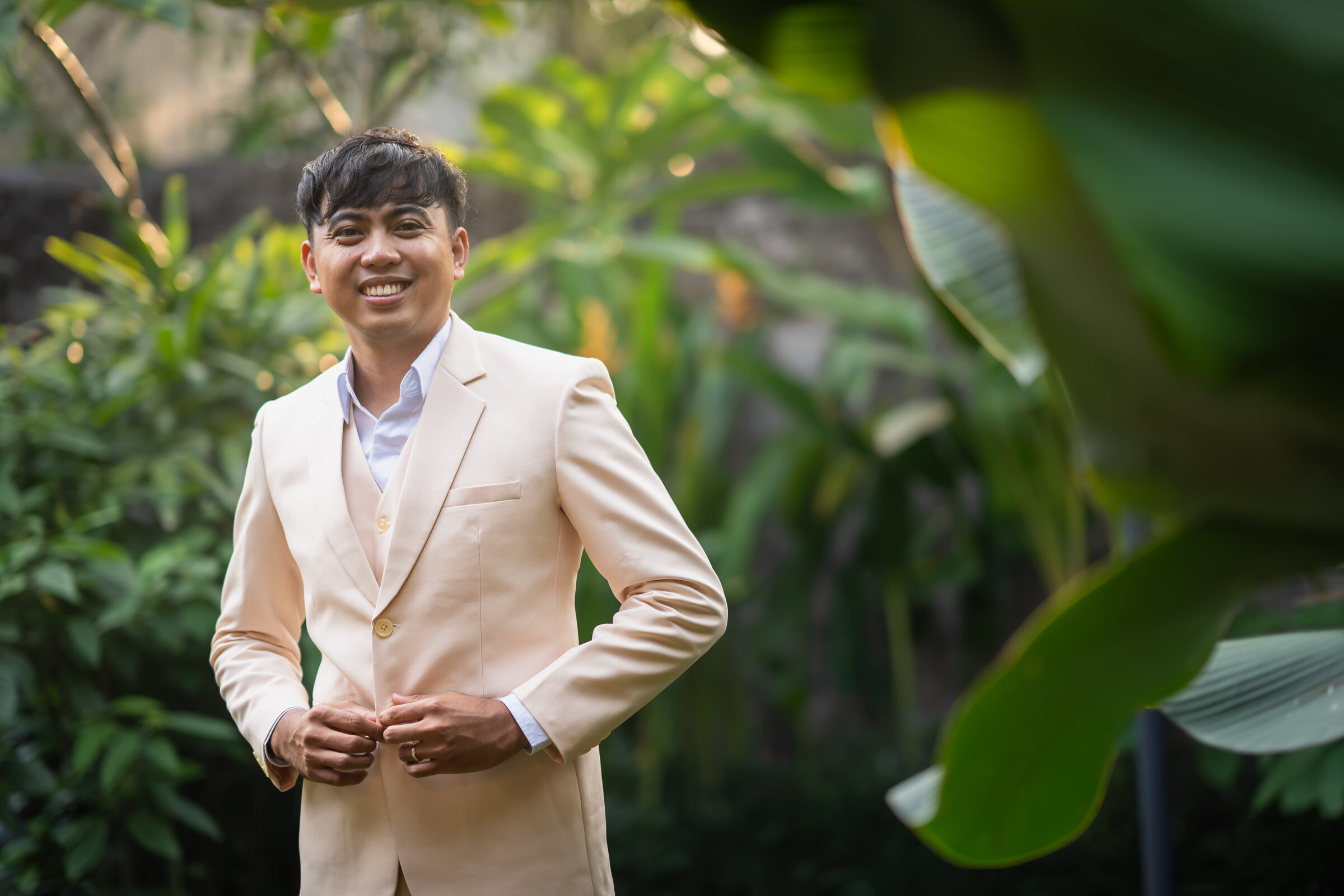 Balangan Beach Weddings - groom in garden