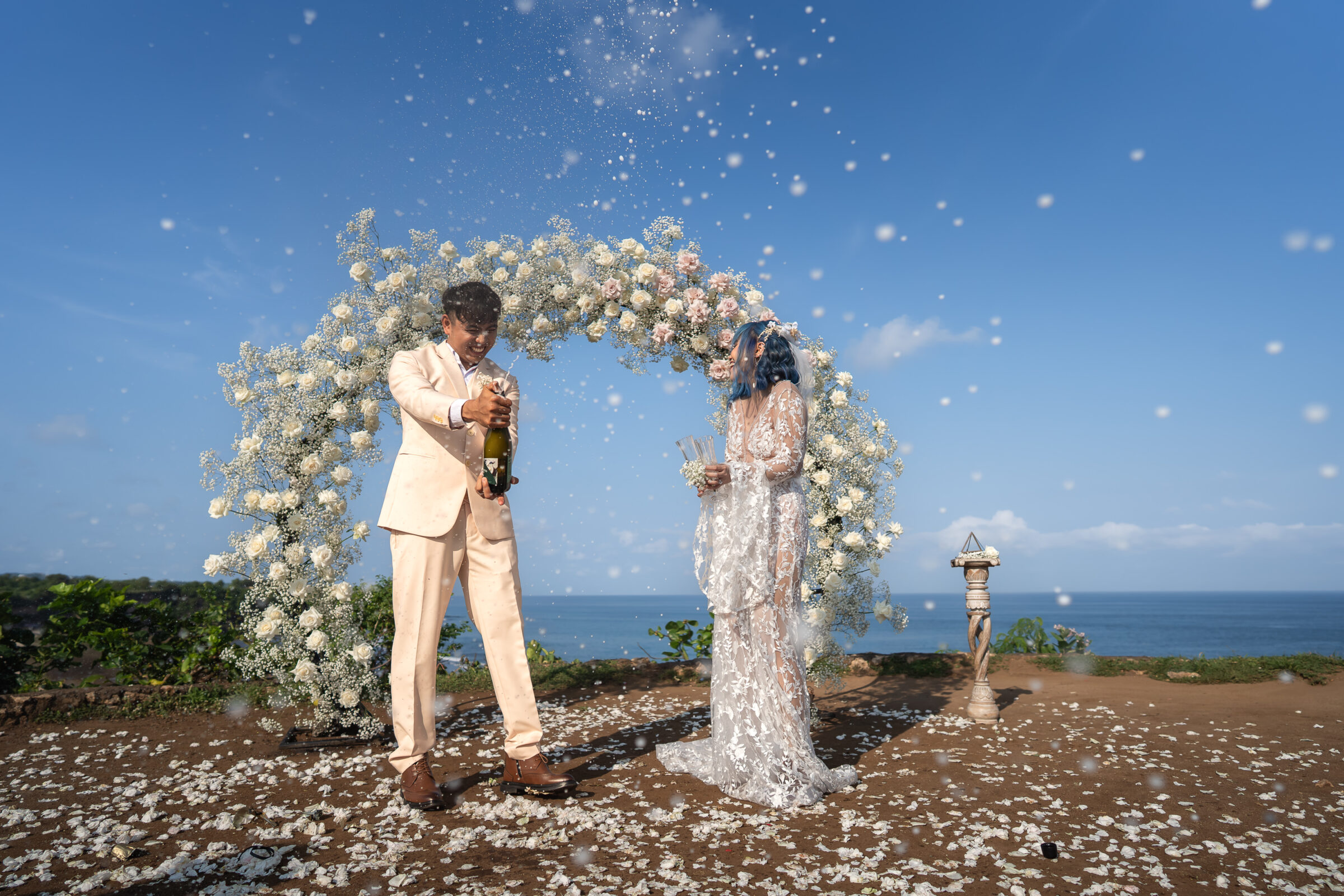 Balangan Beach Weddings - champagne pop