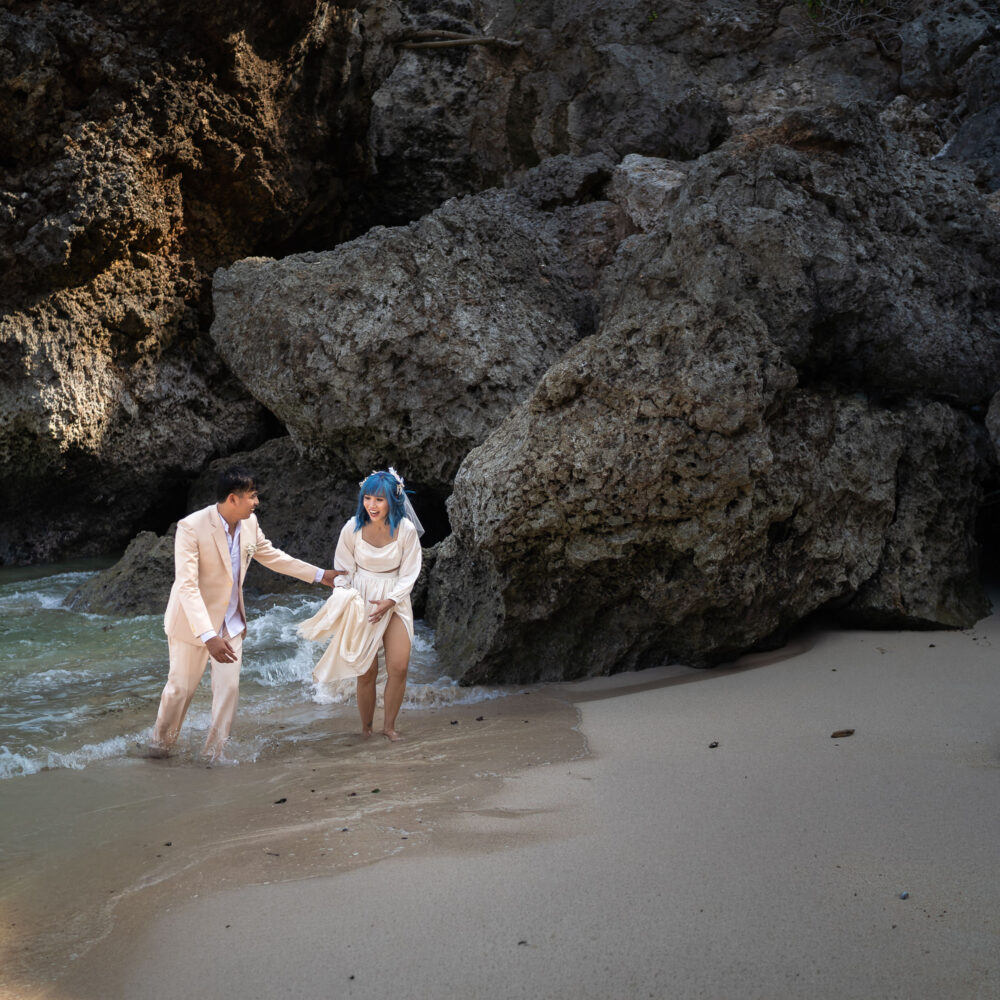 Balangan Beach Weddings - couple on rocks
