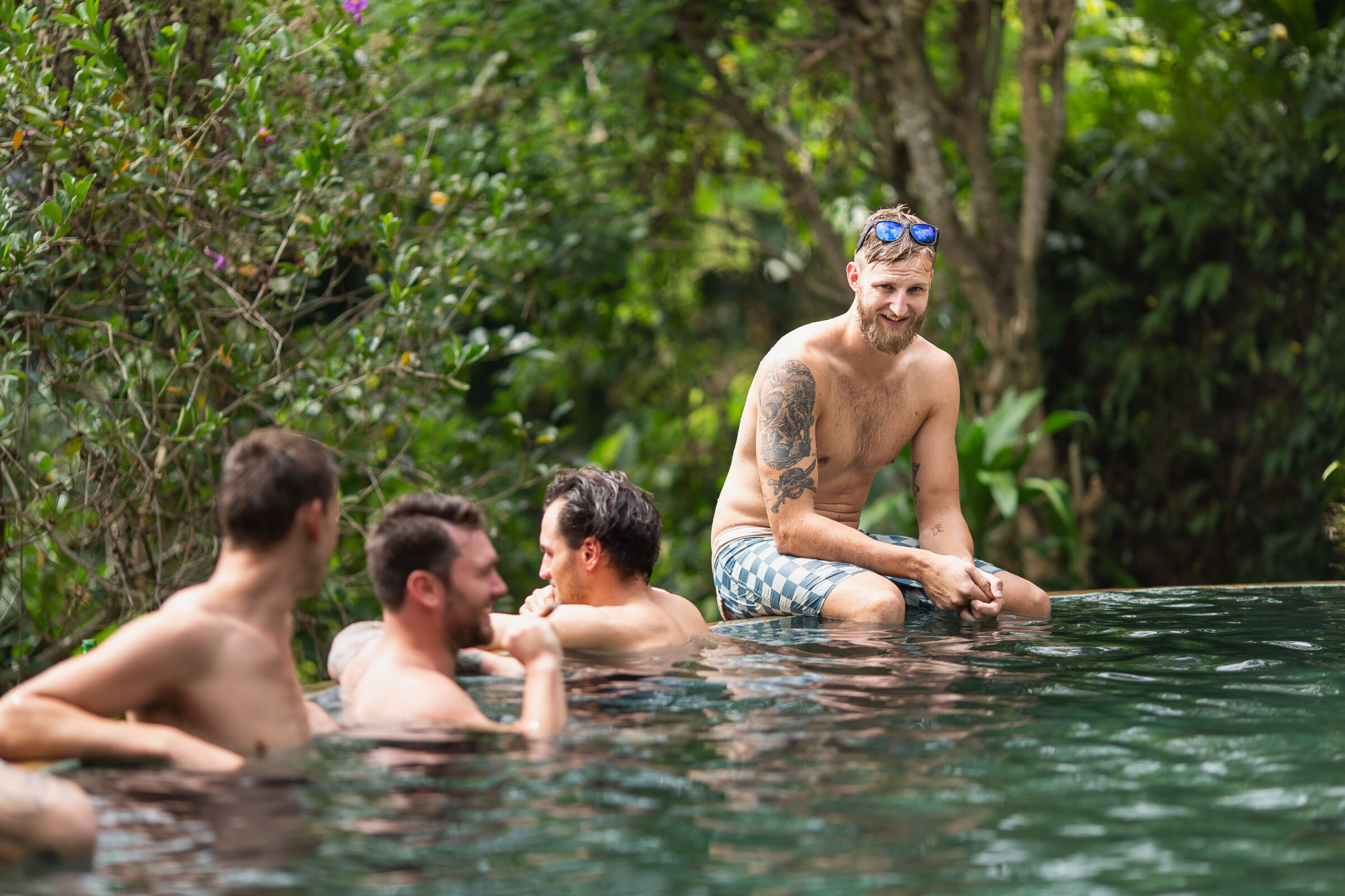 The Royal Pita Maha - groomsmen in the pool