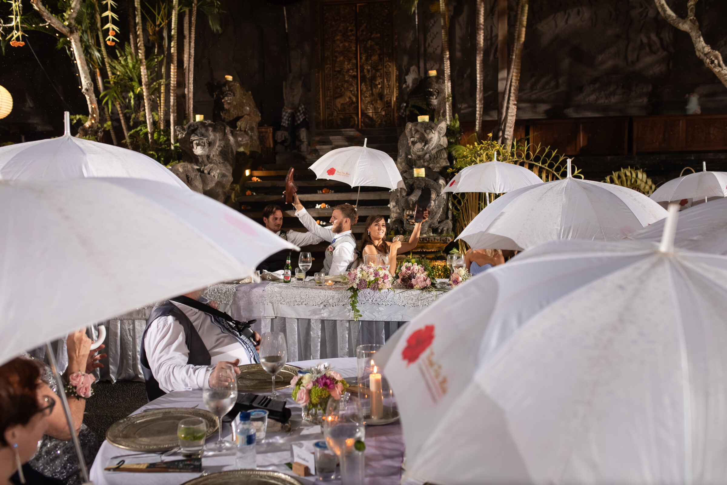The Royal Pita Maha - white umbrellas at the reception